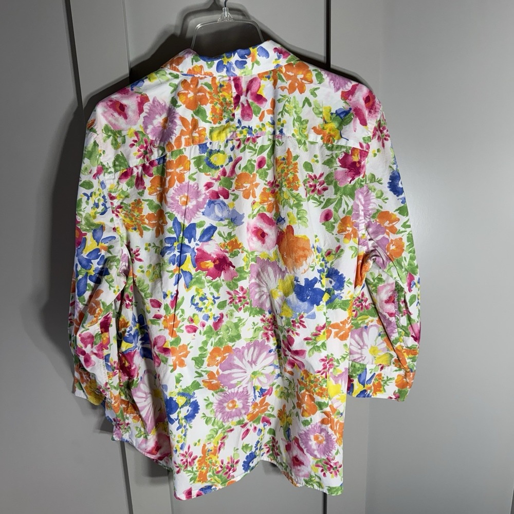Chaps Pink Floral 2x Shirt Button Down Pink Dainty Boho Office Print Watercolor - Picture 2 of 6